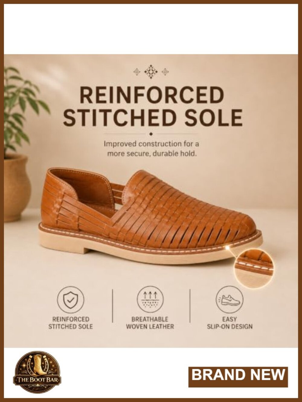 Handmade Mexican Woven Leather Closed Toe Sandals Cushioned Insole Slip On Flats - Picture 3 of 6